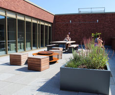 Planters and seating for rooftop garden - Manchester