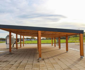 Bespoke canopy, shelters and seating for visitor centre