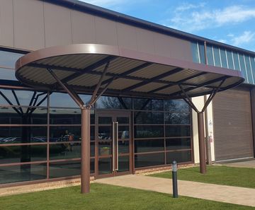 Bespoke entrance canopy - John Deere Visitors Centre