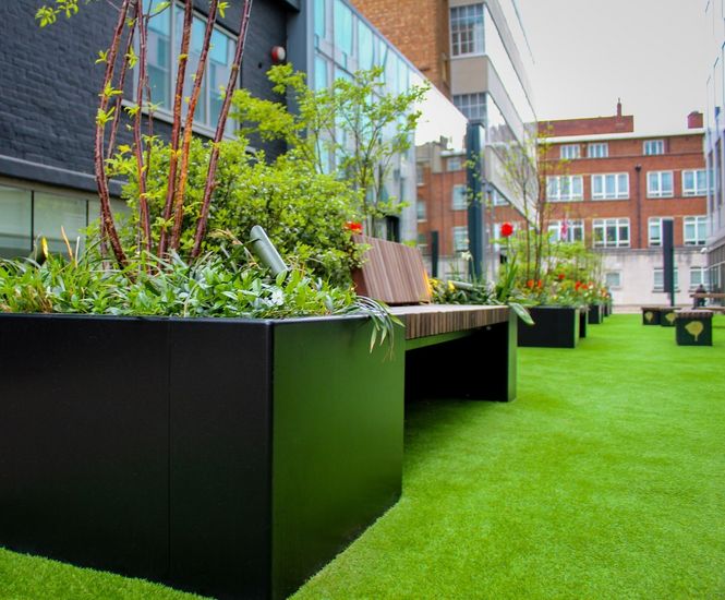 Picnic set and planters for Broadgate Quarter London