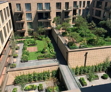 Bespoke fibreglass roof garden planters - Queen's Wharf