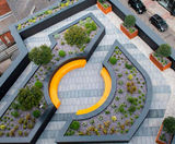Bespoke curved seating and planters for roof garden - on this page