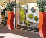 Curvy S Planters - tall fiberglass outdoor decorative planter - on this page