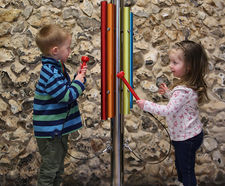 Rainbow Penta Post - rainbow coloured outdoor chimes