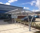Hebburn cycle shelter with large curved canopy