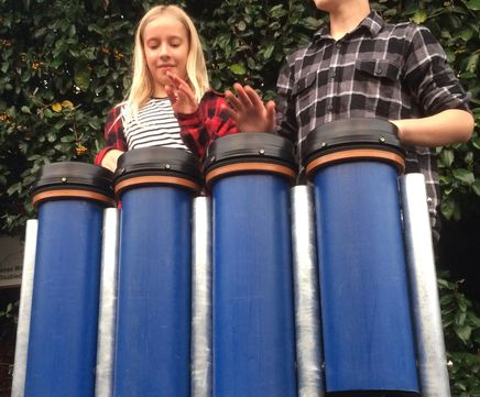 Pipe drums for outdoor musical playgrounds