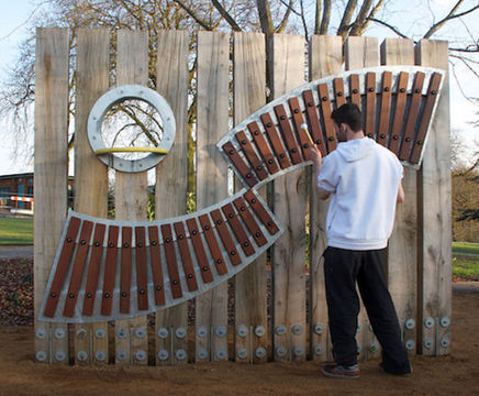 Large wall mounted xylophone for musical play