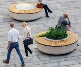 SOL security bench with optional planter