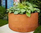 Corten steel cylinder planter