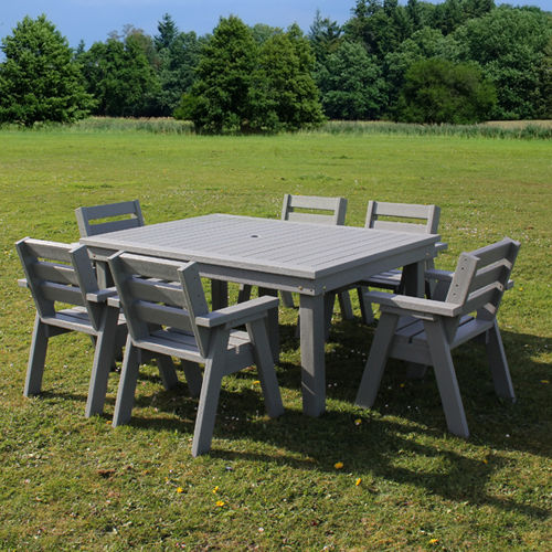 Grey plastic deals table and chairs