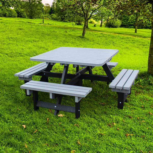 garden picnic bench grey