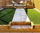 Green treated softwood sleepers for garden landscaping