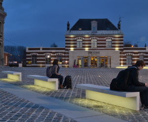 LED-Line Benches - concrete outdoor benches with integrated LED lighting