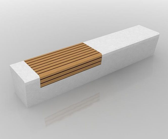 Woodline - contemporary straight concrete and wood bench