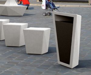 Paperboat Litter Bin - stainless steel and concrete outdoor bin
