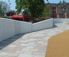 Concrete architectural retaining walls for high school