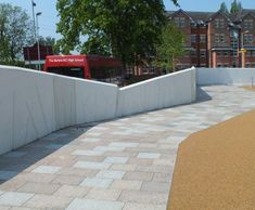 Concrete architectural retaining walls for high school
