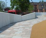 Concrete architectural retaining walls for high school