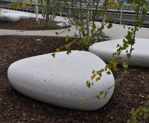 Galet architectural cast stone seats - City of Charleroi