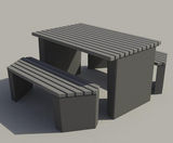 Butch Table and Bench  - concrete wheelchair accessible outdoor dining set - on this page