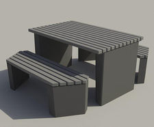 Butch Table and Bench  - concrete wheelchair accessible outdoor dining set