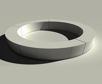 Large circular precast concrete bench