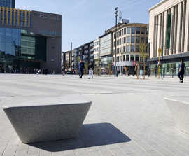 Cast stone seating for Rive Gauche commercial centre