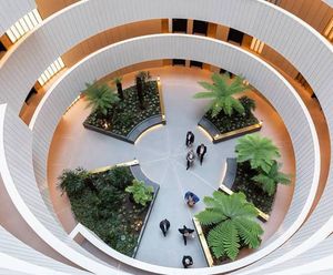 Concrete benches and planters for RIBA award building