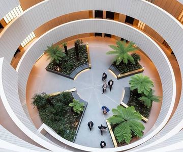 Concrete benches and planters for RIBA award building