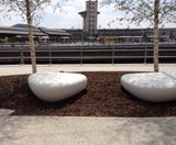 Bench Galet I - concrete outdoor stone-shaped bench - on this page