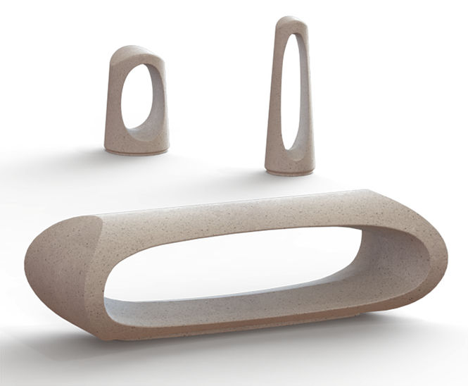 The Roma Collection - sculptural concrete bench and bollards