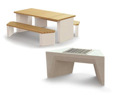 The Butch Collection - concrete and wood outdoor picnic set with barbecue