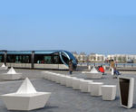 Paperboat Collection - cast stone seating, waste bin and bollard