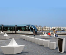 Paperboat Collection - cast stone seating, waste bin and bollard