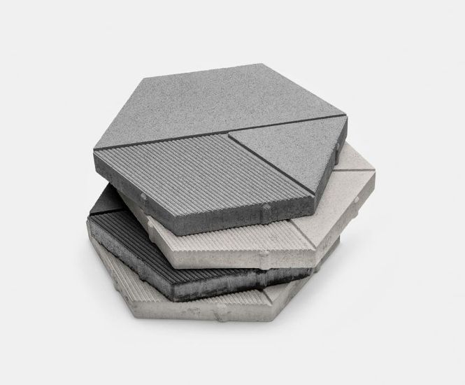 GDM Dedale grooved hexagonal concrete paving slabs