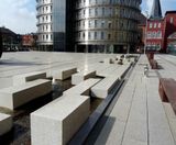 Concrete paving slabs and benches for public square - on this page