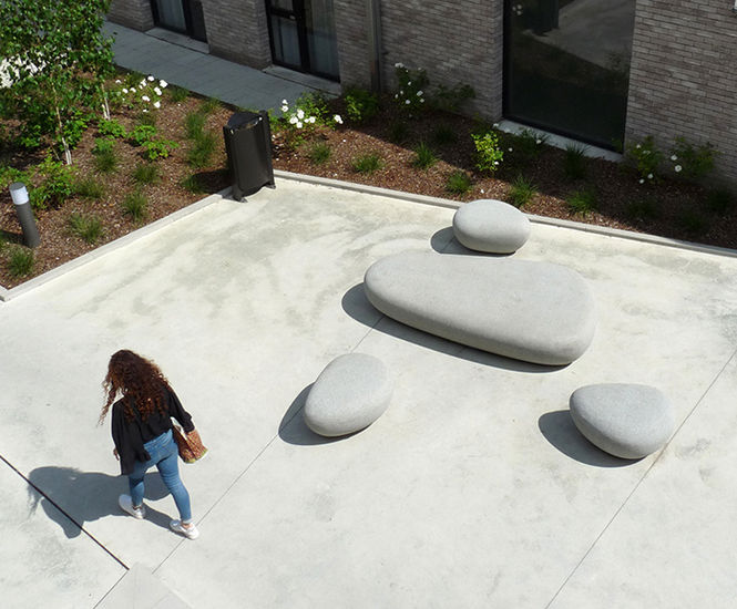 Bench Galet III - concrete outdoor stone-shaped bench