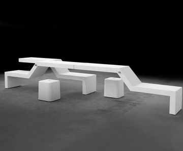 Twin Bench - concrete modular bench and table for outdoor seating