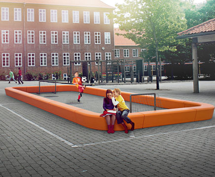 Loop Playfield - recycled polyethylene modular urban ball court barrier