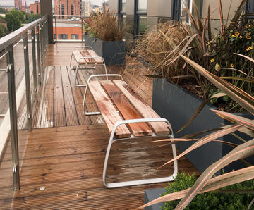 Benches for terraces for a new apartment building