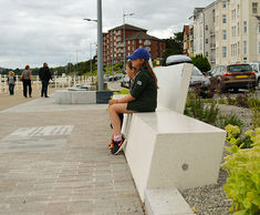 Concrete seating for Colwyn Bay waterfront redevelopment