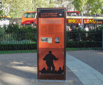 History-filled information signs for Speakers Corner