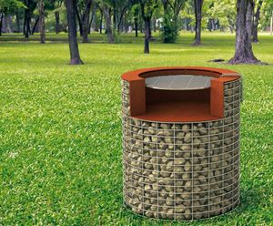 B-B Sass corten steel and gabion-style barbecue