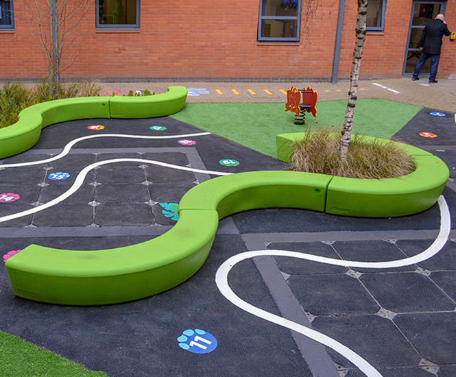 Plastic seating for paediatric hospital courtyard 