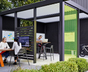 Upfit - modular steel shelter with optional tables and bike rack
