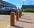 Corten steel bollards and cycle stands for retail park 3