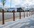 Corten steel bollards and cycle stands for retail park 4
