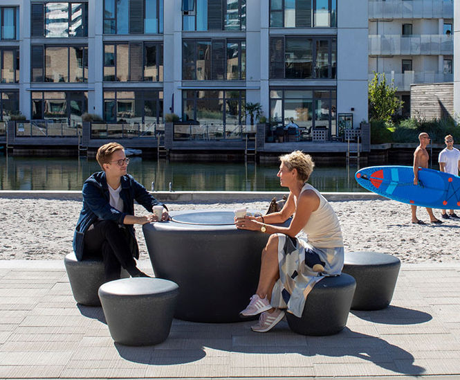 Loop Picnic - recycled plastic outdoor circular table and bench set
