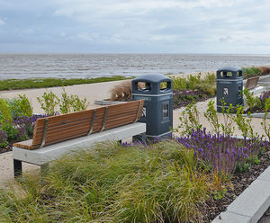 Diamante concrete & timber benches at Fylde Promenade