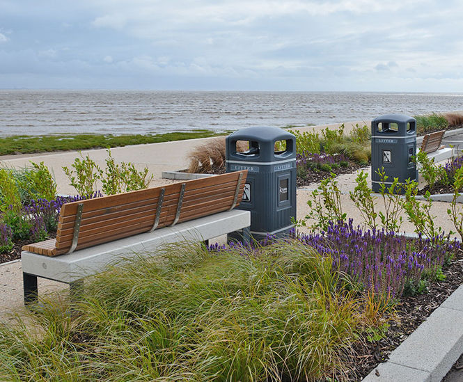 Diamante concrete & timber benches at Fylde Promenade